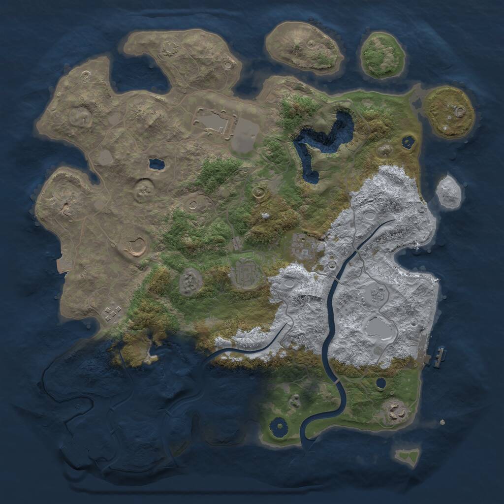 Rust Map: Procedural Map, Size: 4000, Seed: 843291, 12 Monuments