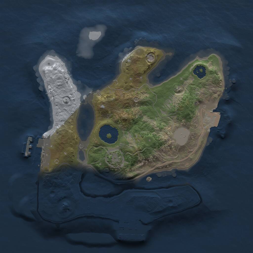 Rust Map: Procedural Map, Size: 2000, Seed: 12735, 4 Monuments