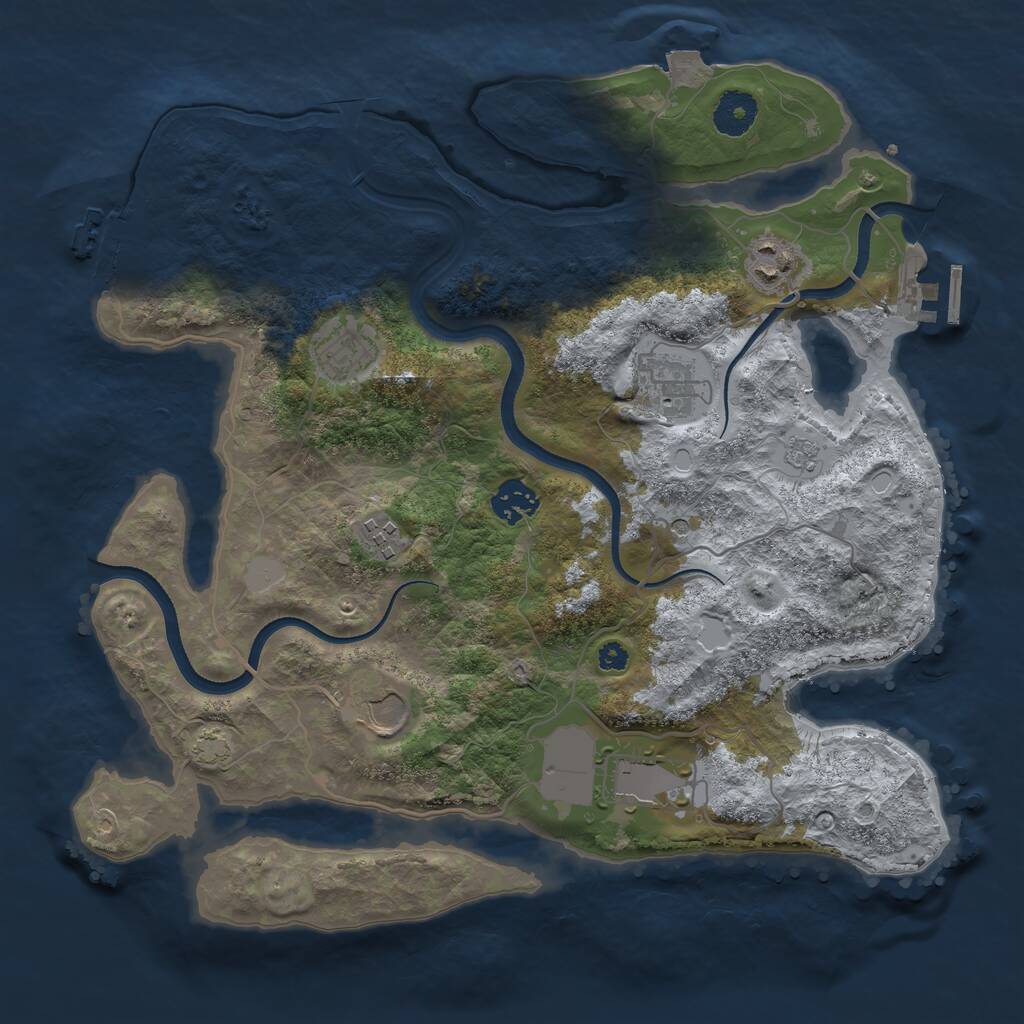 Rust Map: Procedural Map, Size: 3500, Seed: 800402623, 13 Monuments