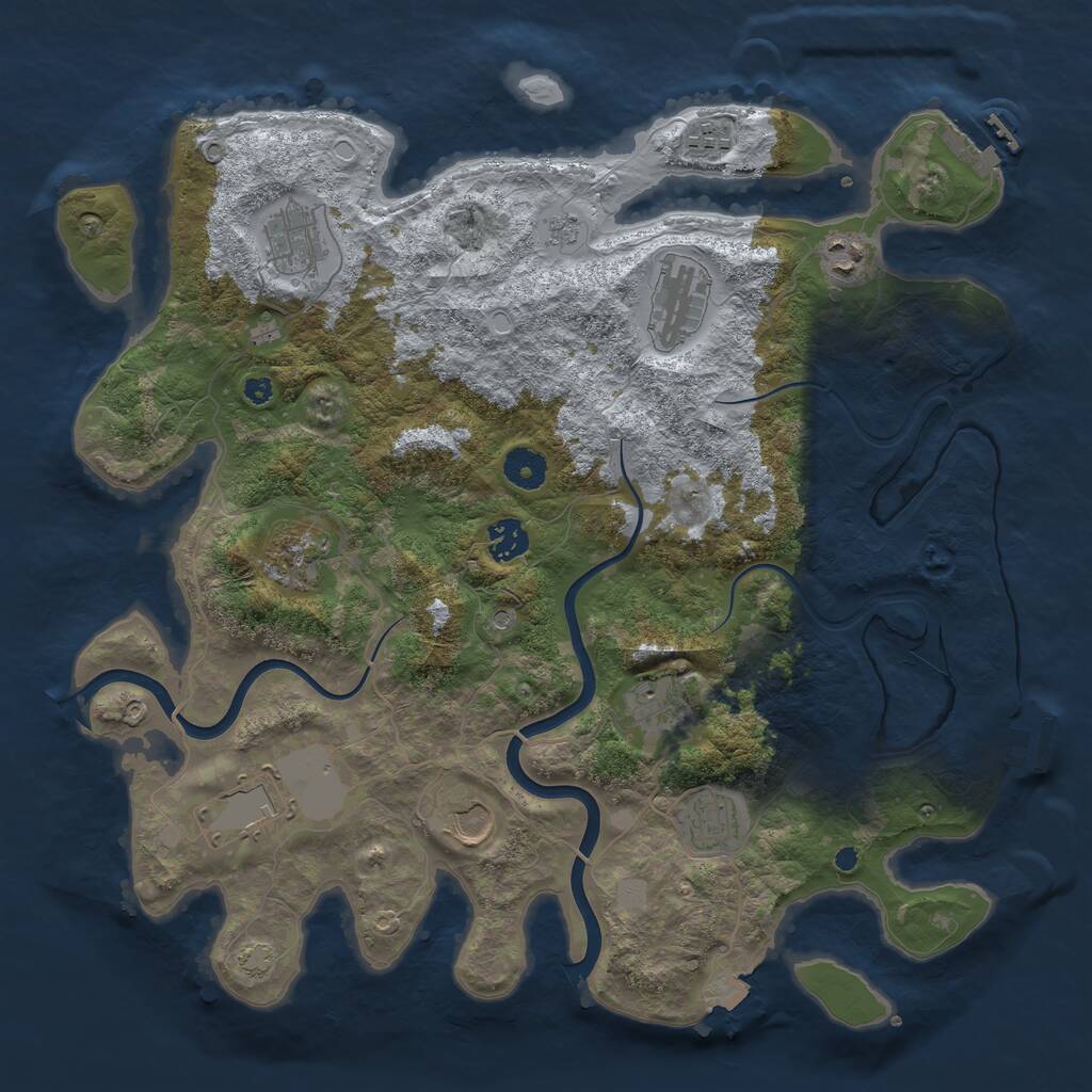 Rust Map: Procedural Map, Size: 3900, Seed: 1337939477, 16 Monuments