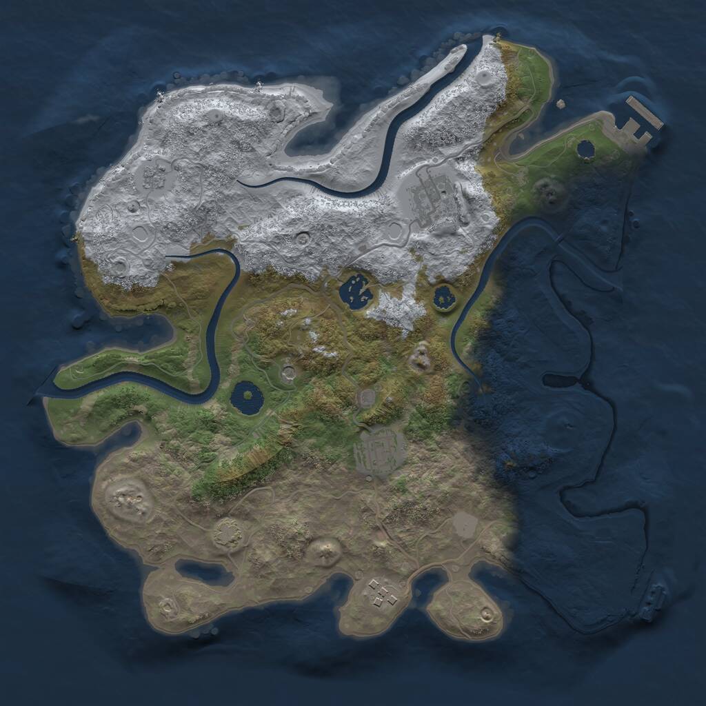 Rust Map: Procedural Map, Size: 3250, Seed: 1414863587, 10 Monuments