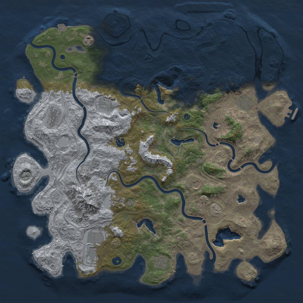 Rust Map: Procedural Map, Size: 5000, Seed: 4123341, 16 Monuments
