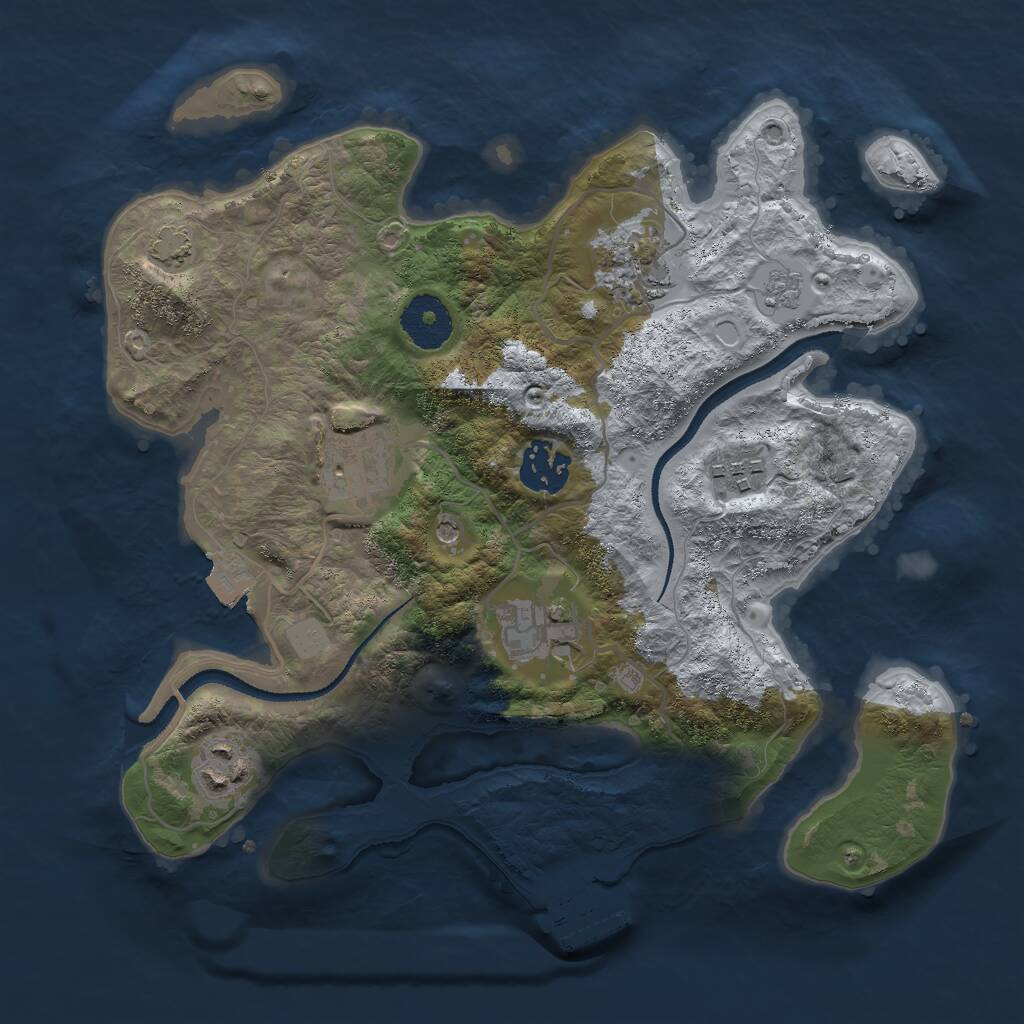 Rust Map: Procedural Map, Size: 3000, Seed: 943779805, 11 Monuments