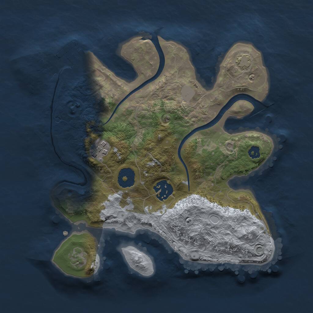 Rust Map: Procedural Map, Size: 2500, Seed: 1987743334, 5 Monuments