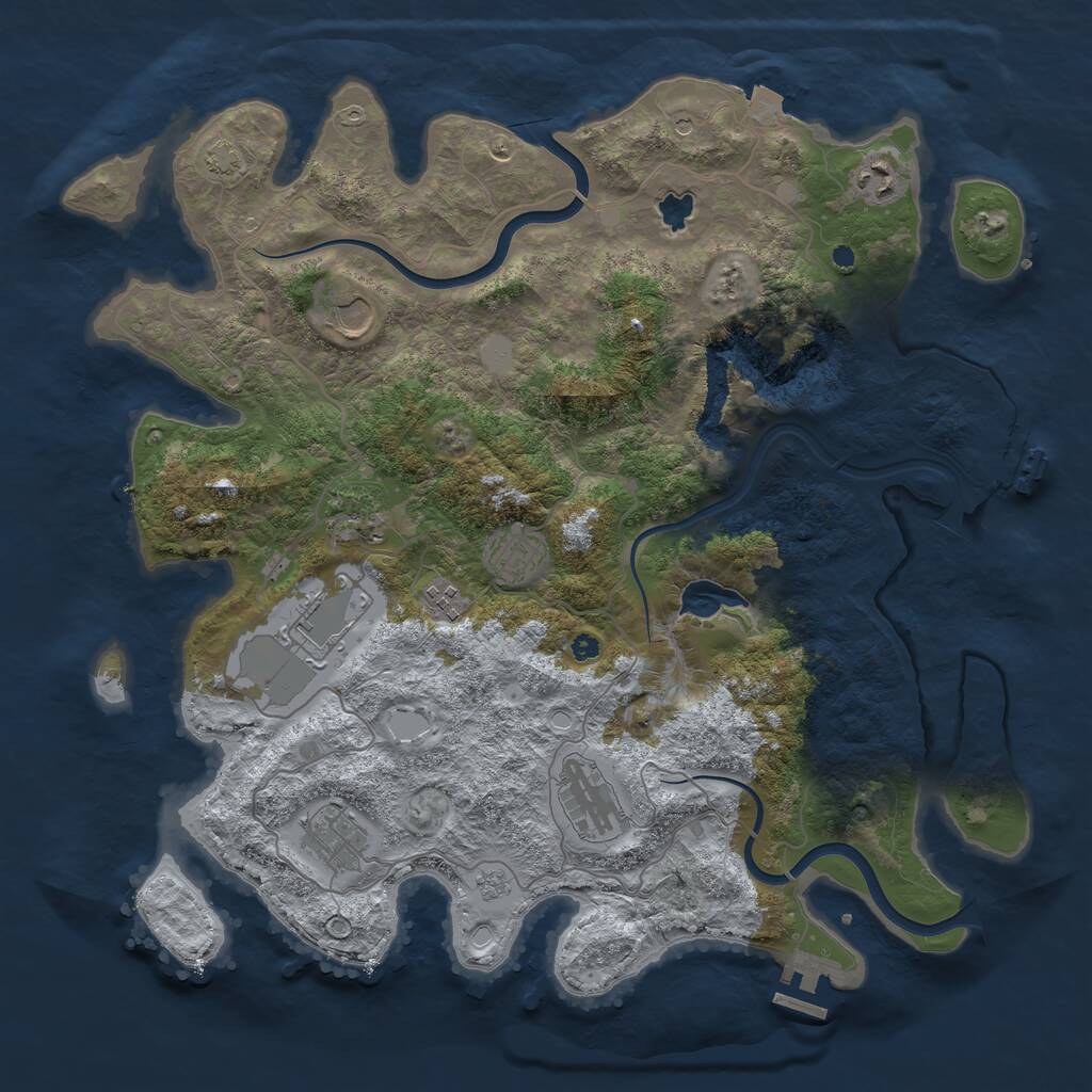 Rust Map: Procedural Map, Size: 4000, Seed: 81724, 14 Monuments