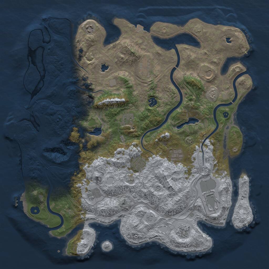 Rust Map: Procedural Map, Size: 4500, Seed: 1328892988, 17 Monuments