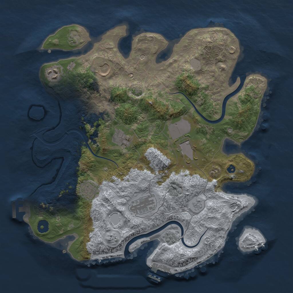 Rust Map: Procedural Map, Size: 3500, Seed: 1158723947, 13 Monuments