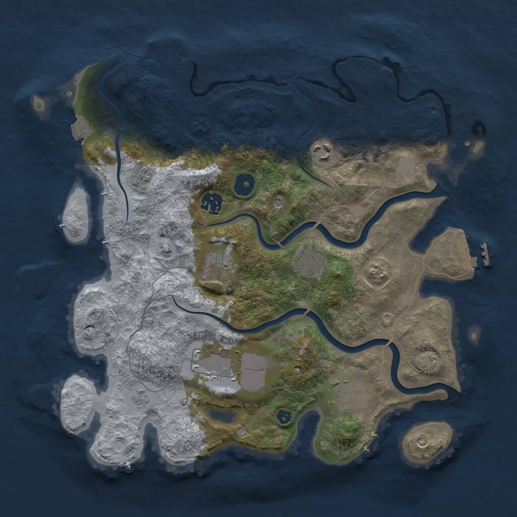 Rust Map: Procedural Map, Size: 3600, Seed: 50080, 13 Monuments