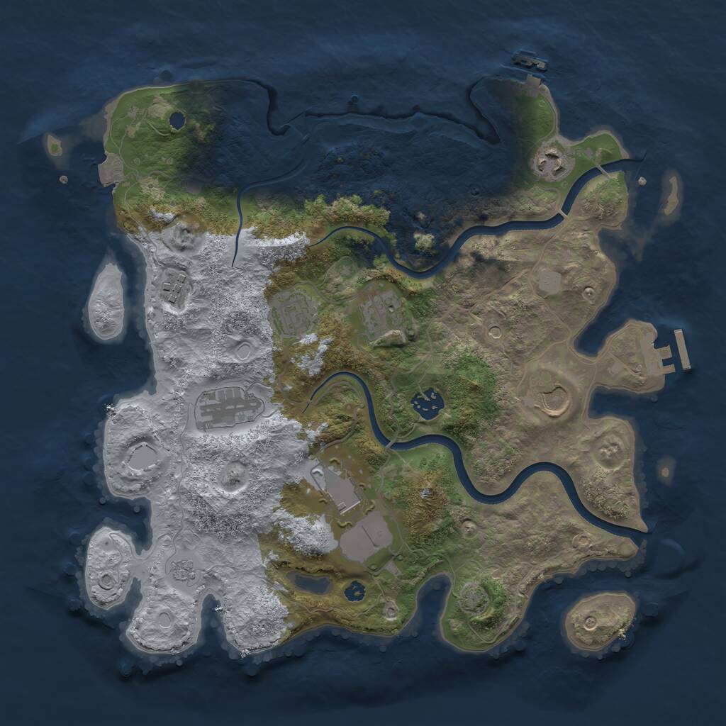Rust Map: Procedural Map, Size: 3600, Seed: 50080, 14 Monuments