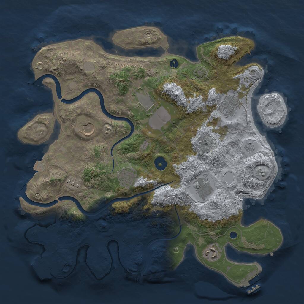 Rust Map: Procedural Map, Size: 3500, Seed: 991652865, 13 Monuments