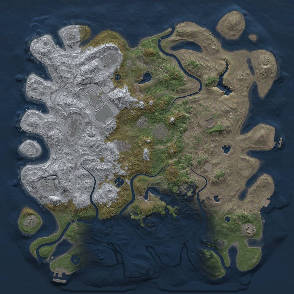 Rust Map: Procedural Map, Size: 4550, Seed: 36961726, 16 Monuments