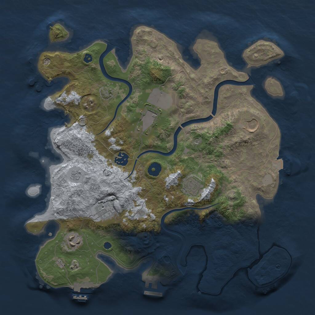 Rust Map: Procedural Map, Size: 3500, Seed: 1751435620, 13 Monuments