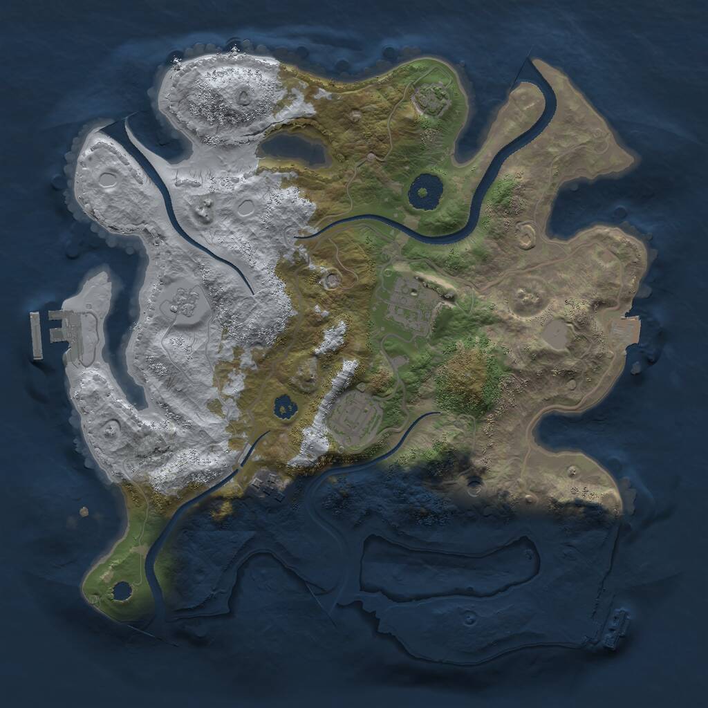 Rust Map: Procedural Map, Size: 3000, Seed: 18628, 9 Monuments