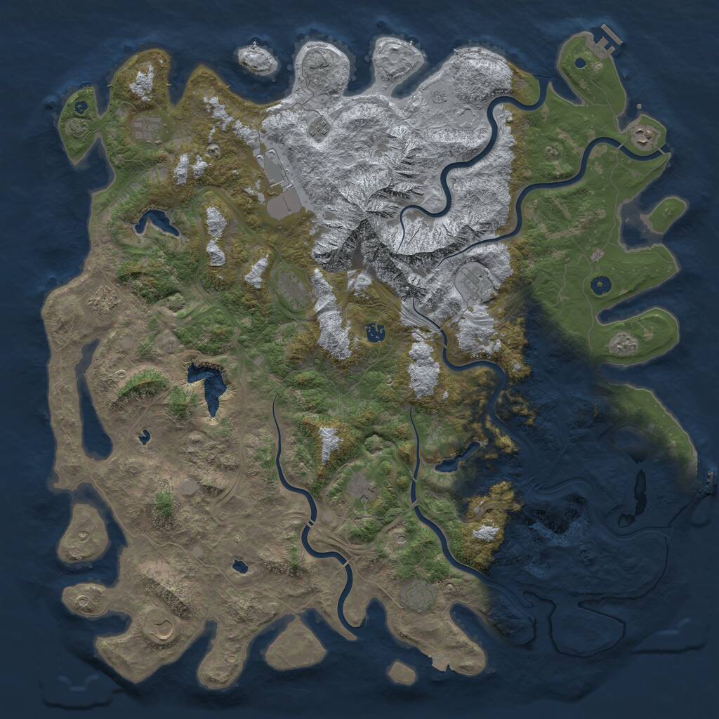 Rust Map: Procedural Map, Size: 5500, Seed: 546664852, 17 Monuments