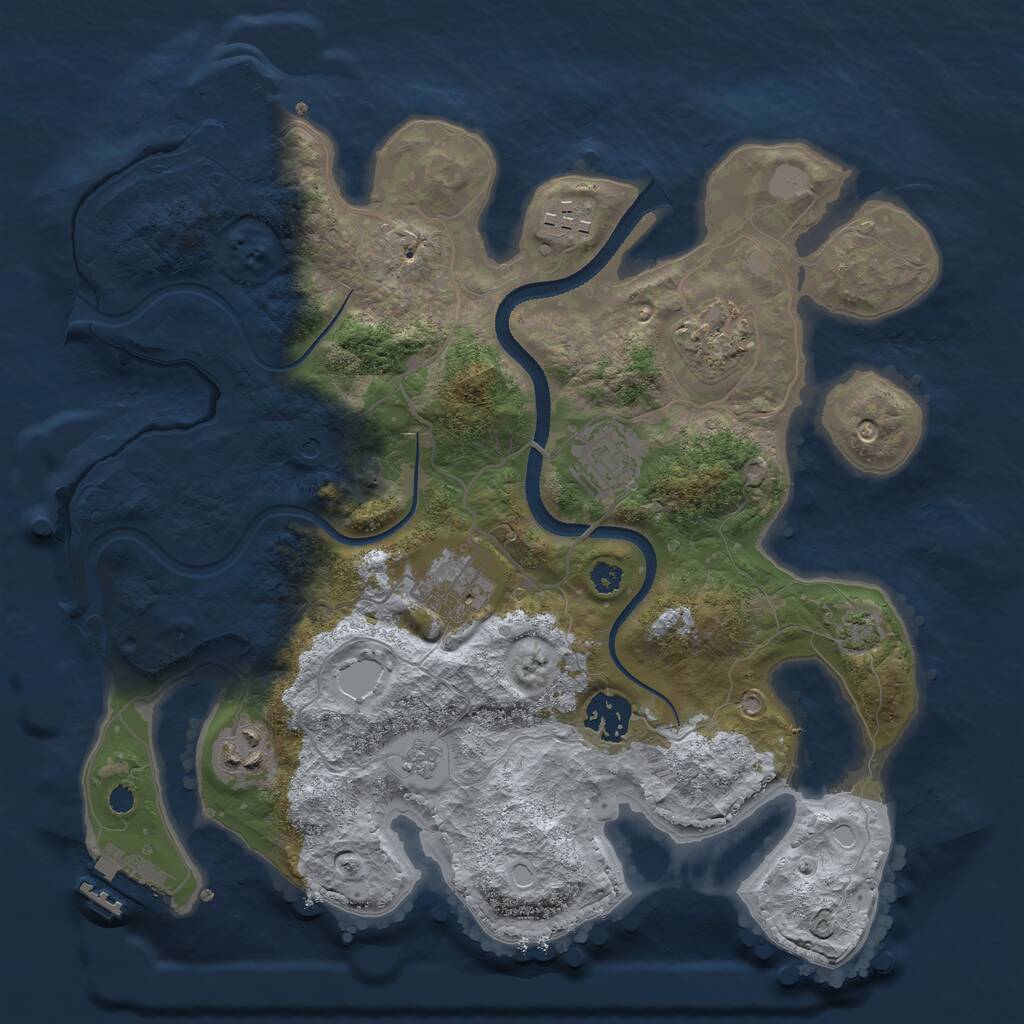 Rust Map: Procedural Map, Size: 3250, Seed: 1235007326, 12 Monuments