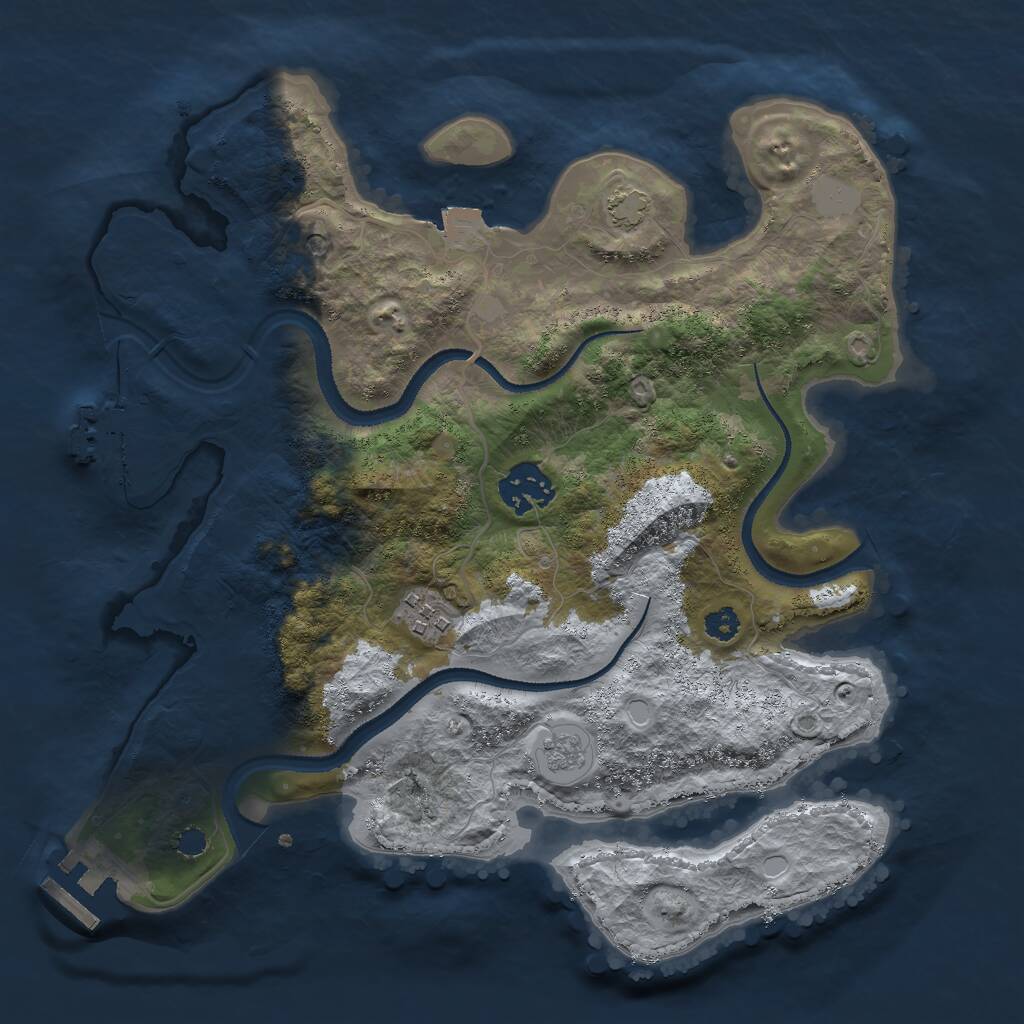 Rust Map: Procedural Map, Size: 3000, Seed: 2126781364, 8 Monuments