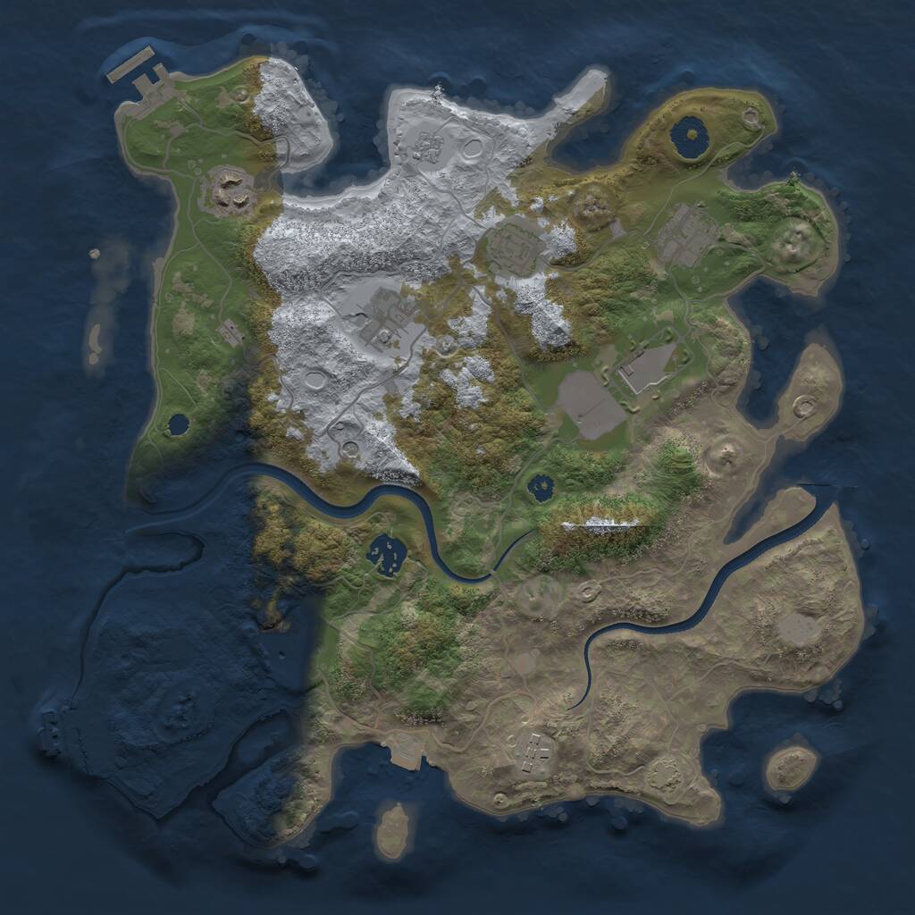 Rust Map: Procedural Map, Size: 3500, Seed: 85648, 14 Monuments