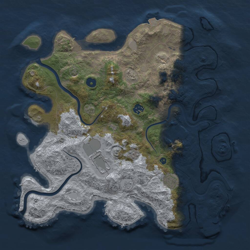 Rust Map: Procedural Map, Size: 3750, Seed: 76845, 10 Monuments