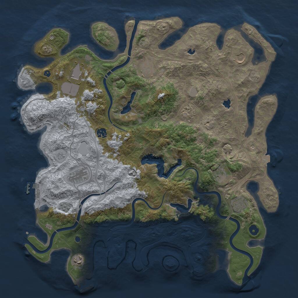 Rust Map: Procedural Map, Size: 4500, Seed: 19890330, 16 Monuments