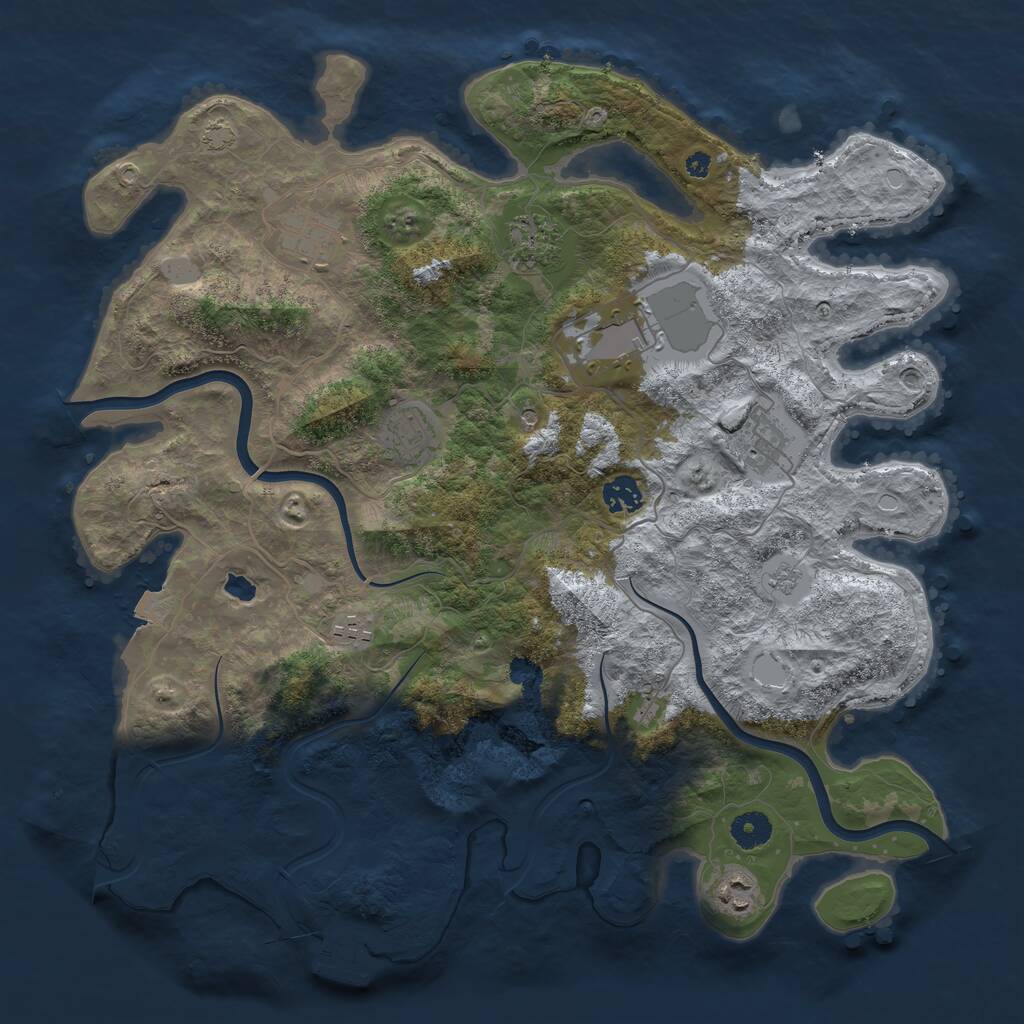 Rust Map: Procedural Map, Size: 4000, Seed: 11592793, 13 Monuments