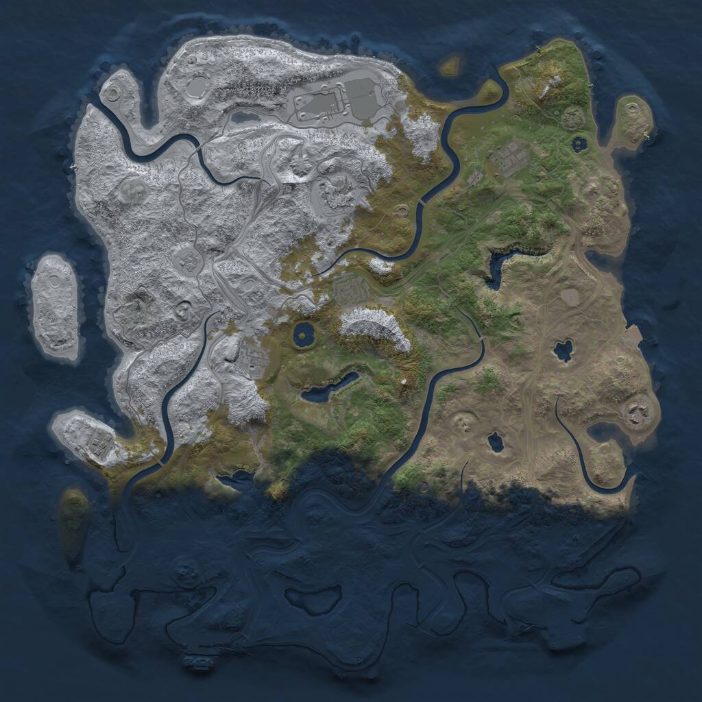 Rust Map: Procedural Map, Size: 4500, Seed: 1063607089, 13 Monuments