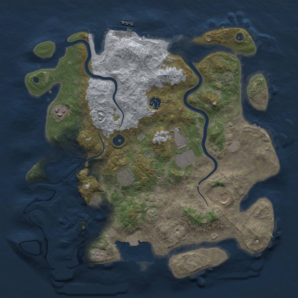 Rust Map: Procedural Map, Size: 3900, Seed: 1323801832, 13 Monuments