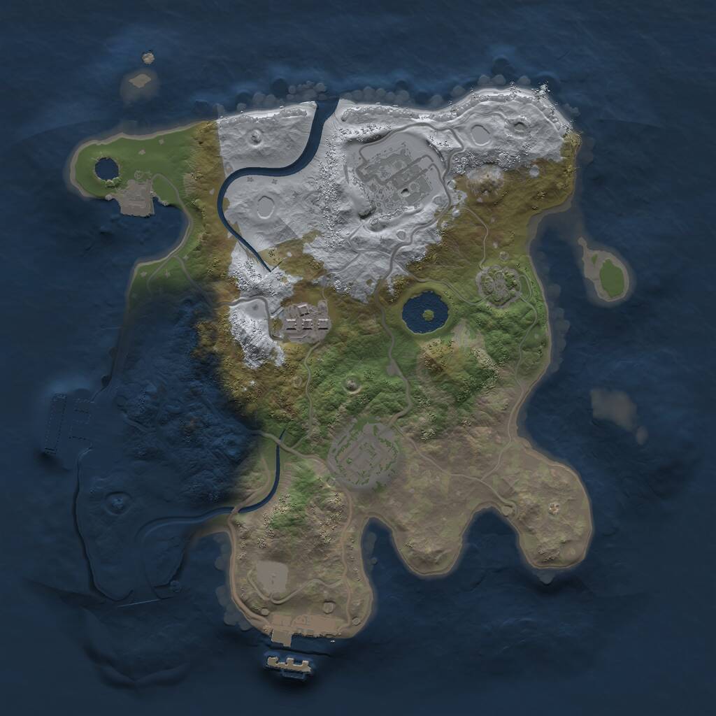 Rust Map: Procedural Map, Size: 2500, Seed: 341480494, 7 Monuments
