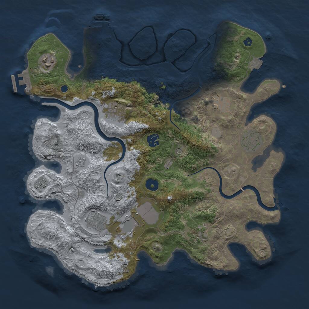 Rust Map: Procedural Map, Size: 3600, Seed: 2102298027, 15 Monuments