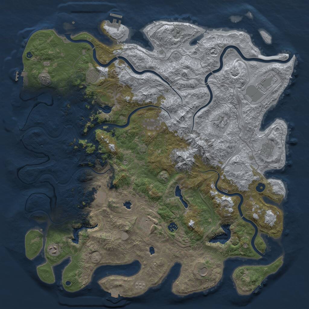 Rust Map: Procedural Map, Size: 5000, Seed: 3250, 17 Monuments