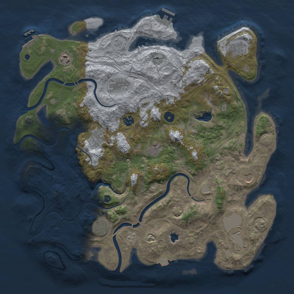 Rust Map: Procedural Map, Size: 4250, Seed: 1009409177, 17 Monuments