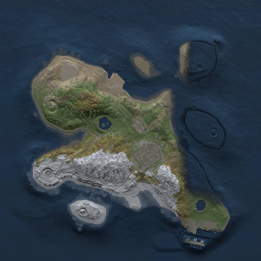 Rust Map: Procedural Map, Size: 2000, Seed: 702581443, 3 Monuments