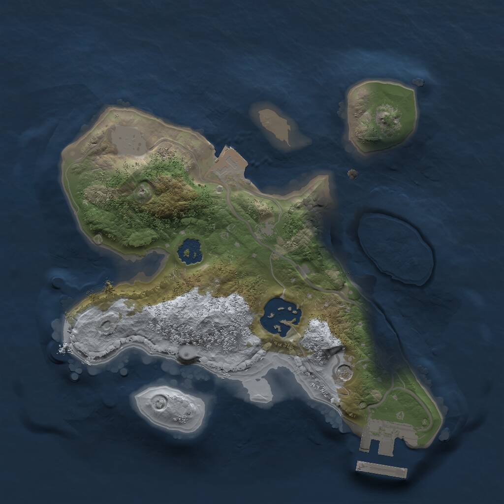 Rust Map: Procedural Map, Size: 2000, Seed: 702581443, 4 Monuments