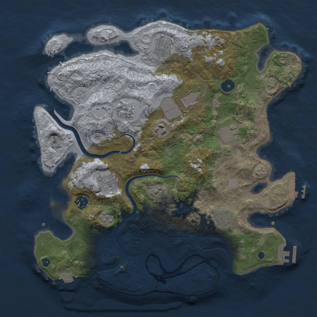 Rust Map: Procedural Map, Size: 3750, Seed: 160892751, 15 Monuments