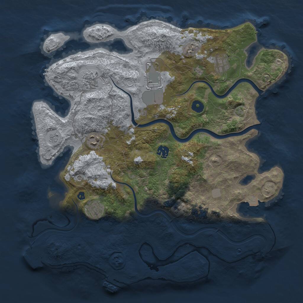 Rust Map: Procedural Map, Size: 3750, Seed: 160892751, 13 Monuments
