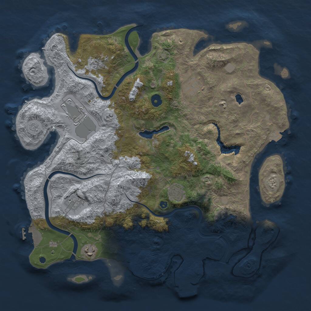 Rust Map: Procedural Map, Size: 4000, Seed: 845708475, 13 Monuments