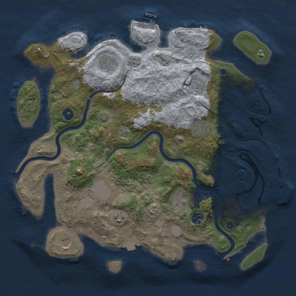 Rust Map: Procedural Map, Size: 3950, Seed: 1615417630, 15 Monuments