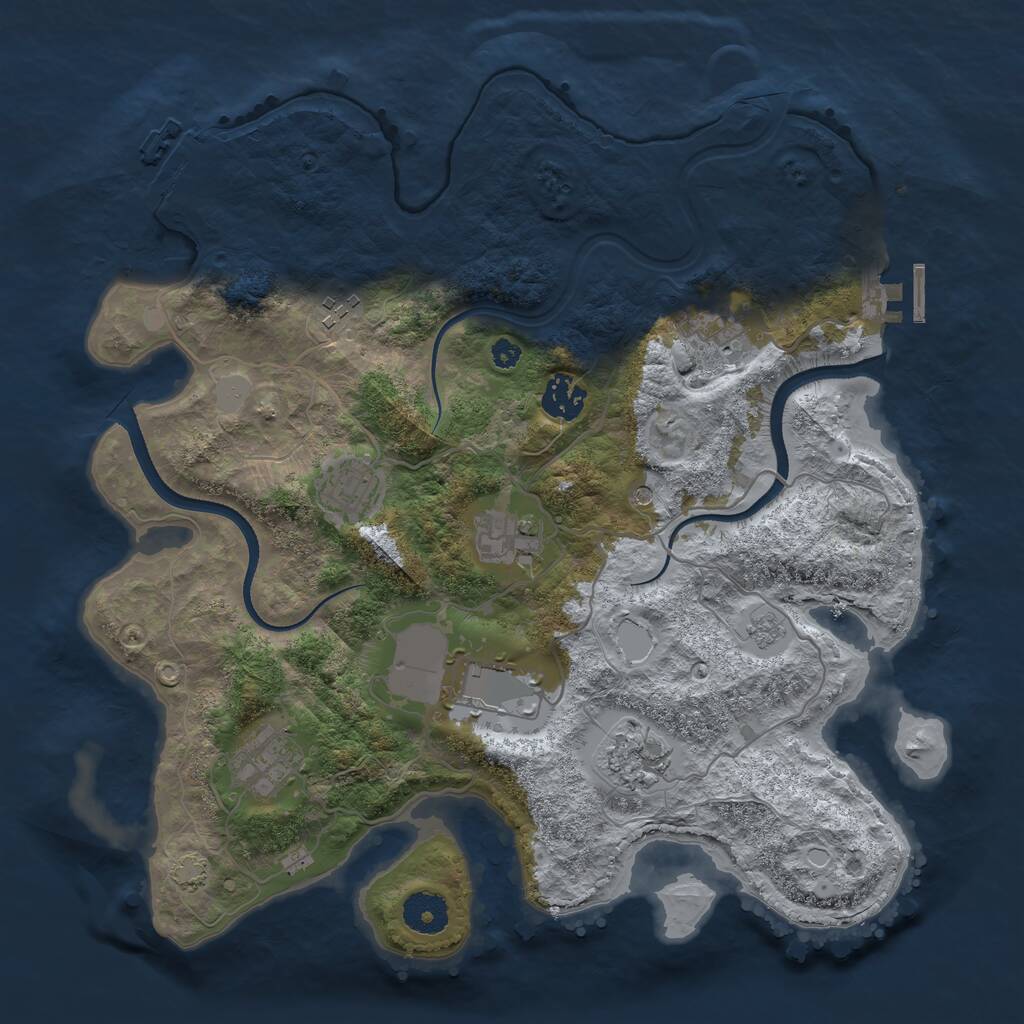 Rust Map: Procedural Map, Size: 3500, Seed: 234122346, 14 Monuments