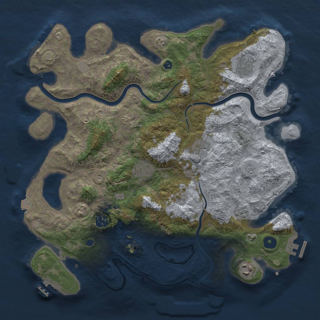 Rust Map: Procedural Map, Size: 3700, Seed: 163298302, 13 Monuments