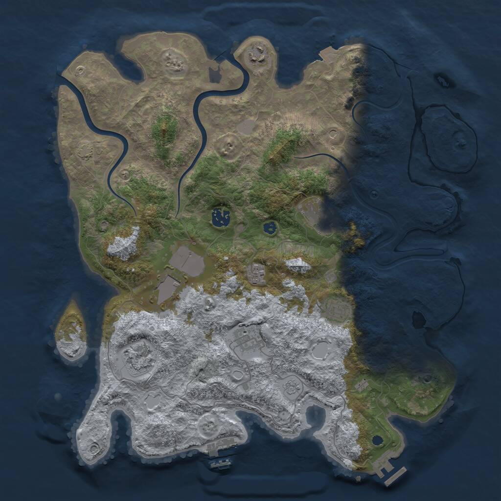 Rust Map: Procedural Map, Size: 3900, Seed: 1696815494, 14 Monuments