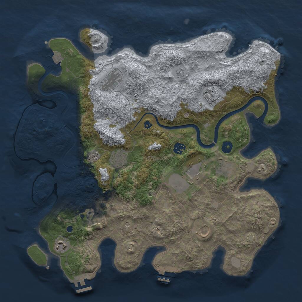 Rust Map: Procedural Map, Size: 3901, Seed: 1, 16 Monuments
