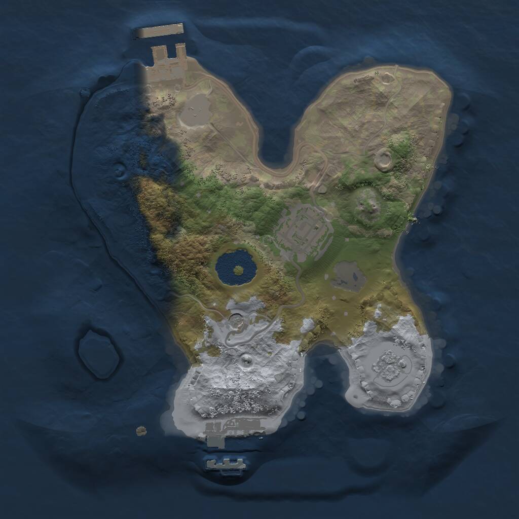 Rust Map: Procedural Map, Size: 2053, Seed: 50000, 6 Monuments