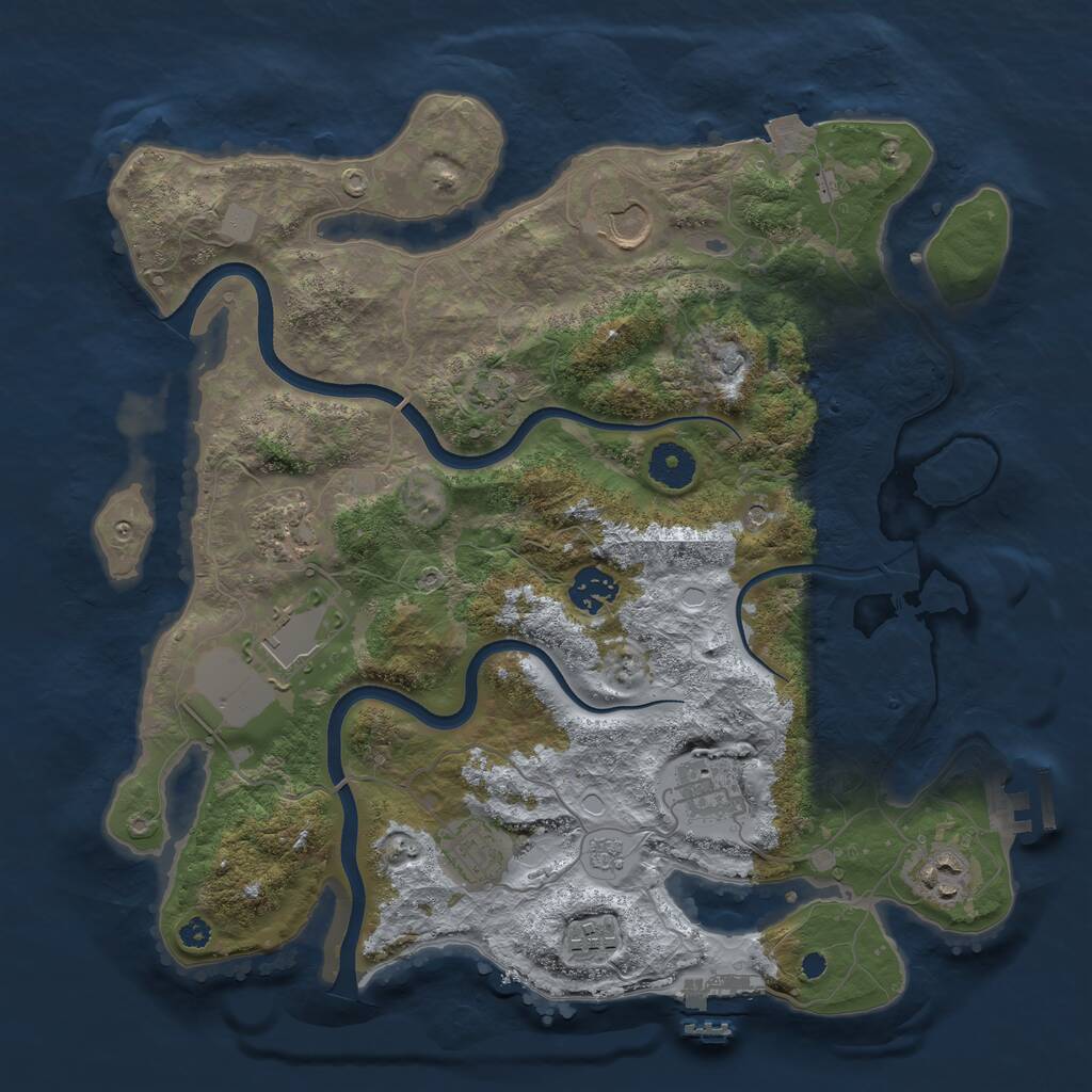 Rust Map: Procedural Map, Size: 3600, Seed: 368, 14 Monuments