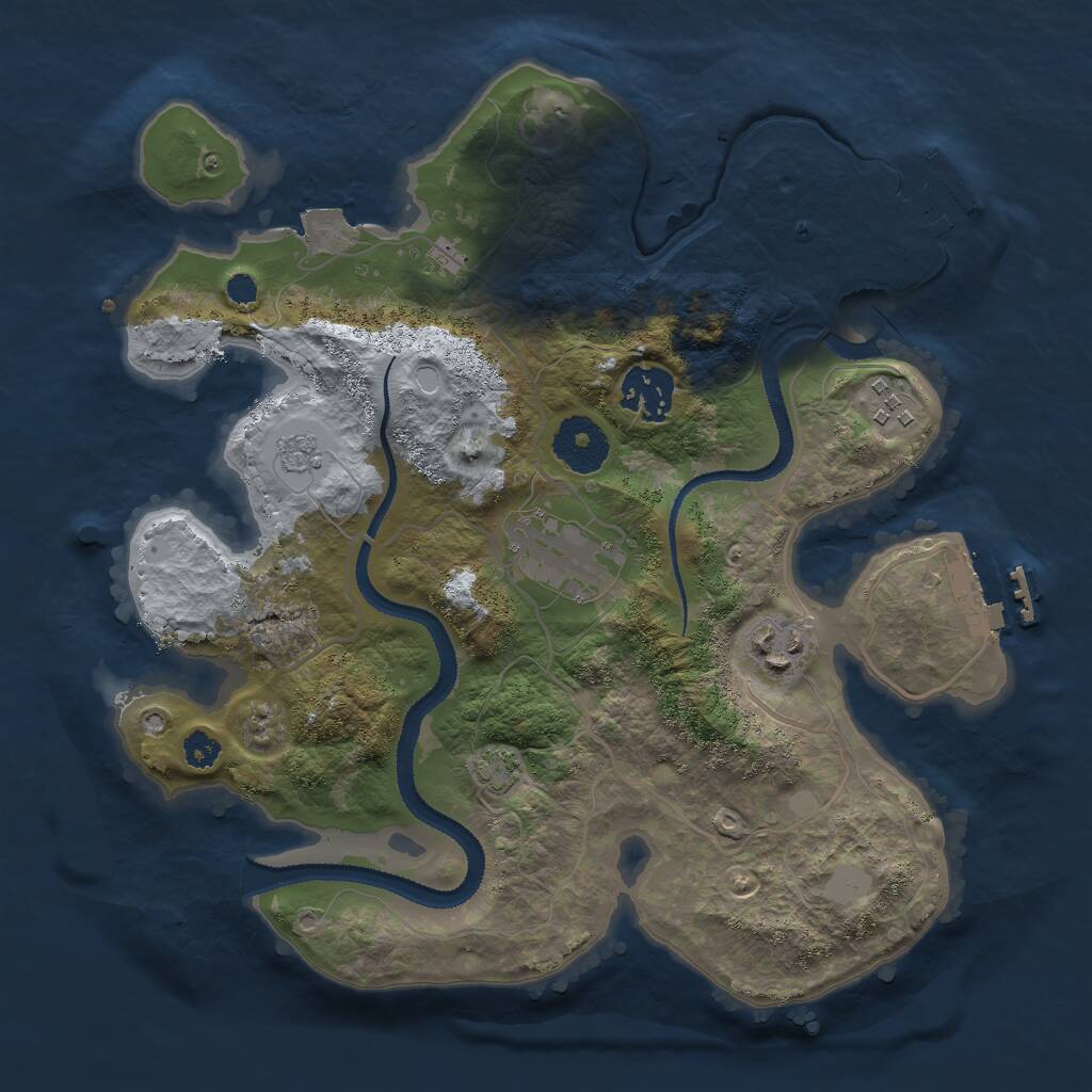 Rust Map: Procedural Map, Size: 3000, Seed: 1075665467, 9 Monuments