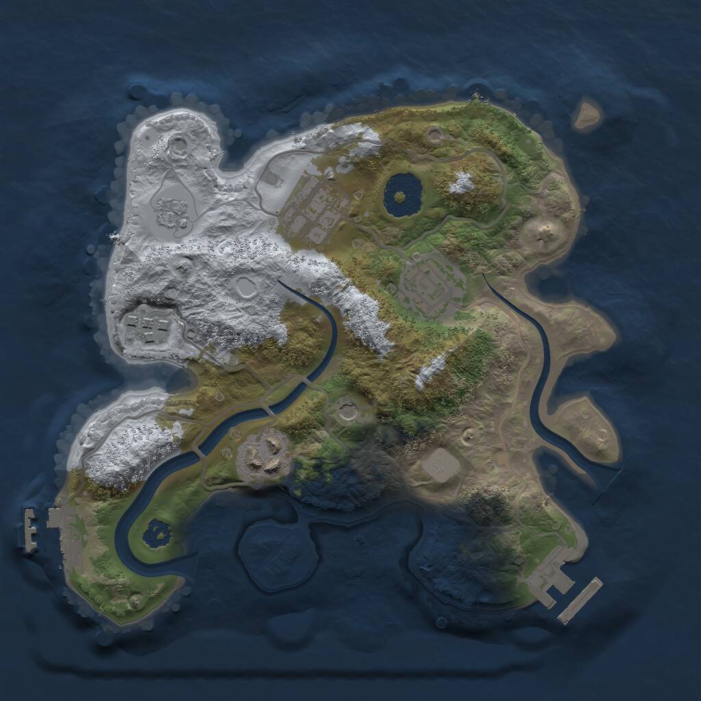 Rust Map: Procedural Map, Size: 2500, Seed: 412894, 9 Monuments