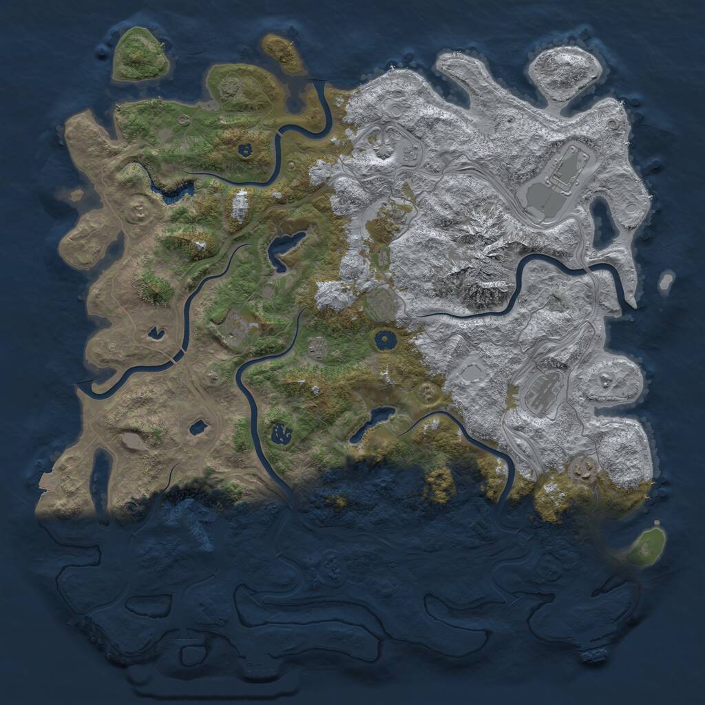 Rust Map: Procedural Map, Size: 5000, Seed: 1238186711, 14 Monuments
