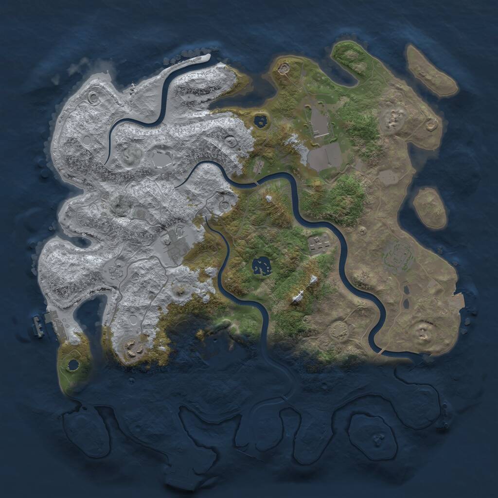 Rust Map: Procedural Map, Size: 3800, Seed: 1262437387, 13 Monuments