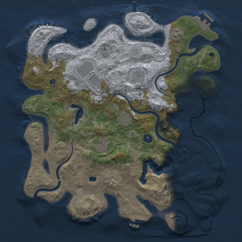 Rust Map: Procedural Map, Size: 4000, Seed: 23826, 10 Monuments