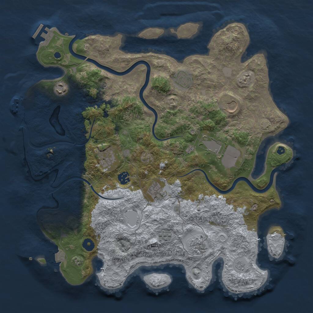 Rust Map: Procedural Map, Size: 3900, Seed: 1882917376, 15 Monuments