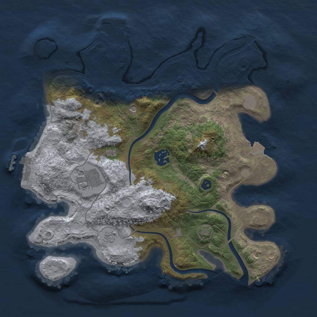 Rust Map: Procedural Map, Size: 3000, Seed: 15647, 8 Monuments