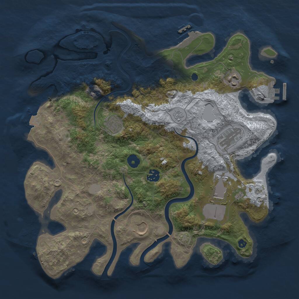 Rust Map: Procedural Map, Size: 3500, Seed: 13284, 12 Monuments